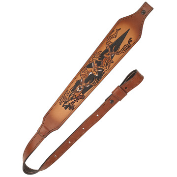 AAE - Brown Leather Cobra Embossed Elk Deer Heads Sling