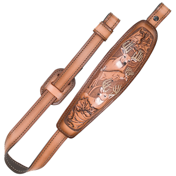 AAE - Tan Trophy with Embossed Leaping Deer and Deer Head Sling