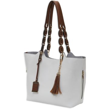 Bulldog - Braided Tote Purse White
