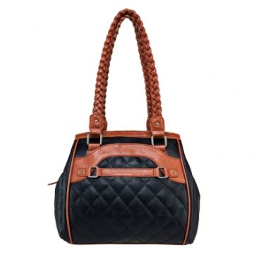 VISM - Braided Tote Black w/ Brown Trim