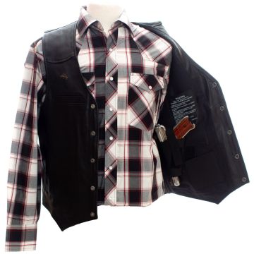 Wyoming Traders - Drover's Leather Concealed Carry Vest Black XL
