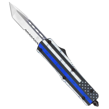 Cobratec - OTF Medium Blue Line USA Flag Tanto Serrated Knife